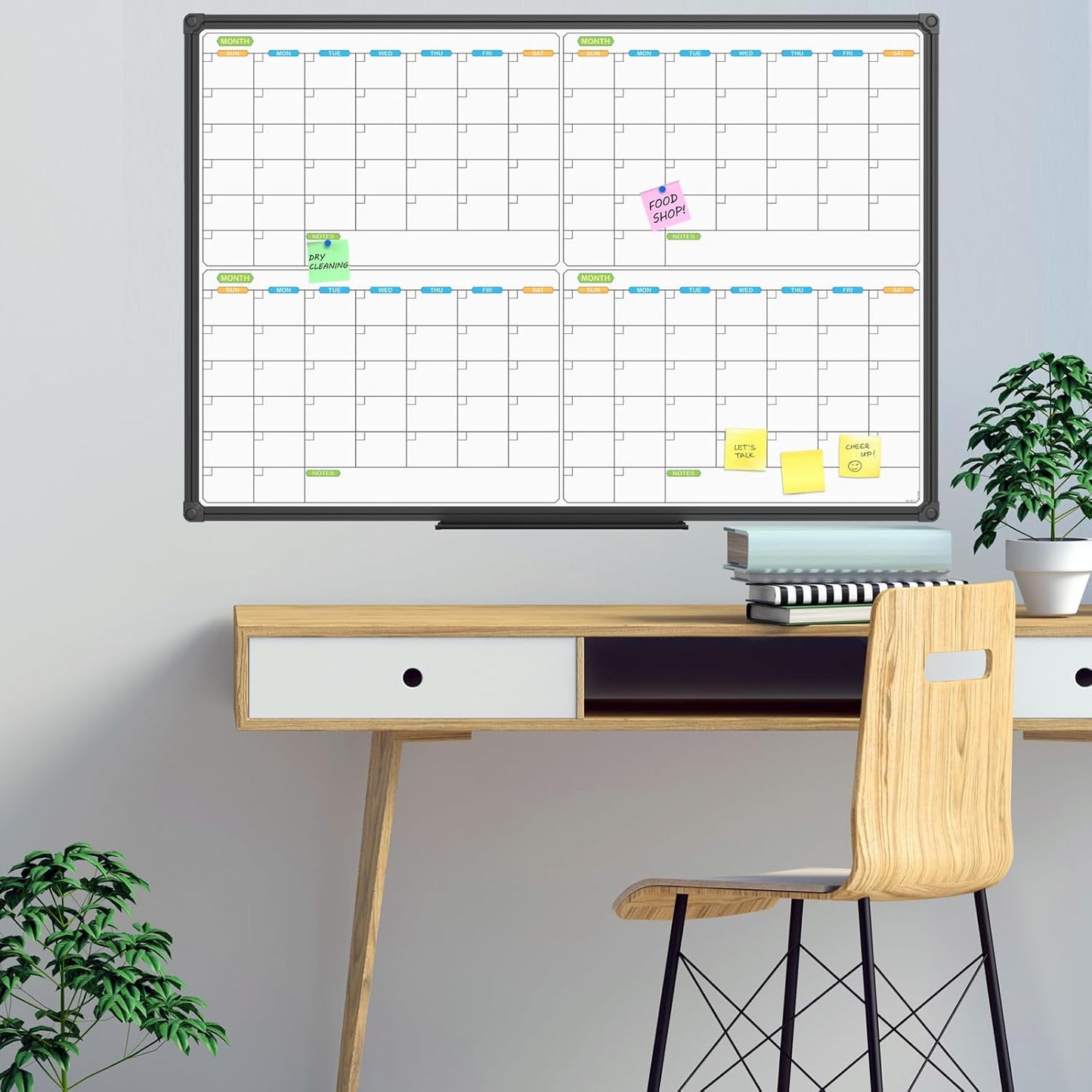 JILoffice Magnetic Dry Erase Calendar Whiteboard, 4 Month White Board Planner 36 X 24 Inch, Black Aluminum Frame Wall Mounted Board for Office Home and School - Lumora Desk