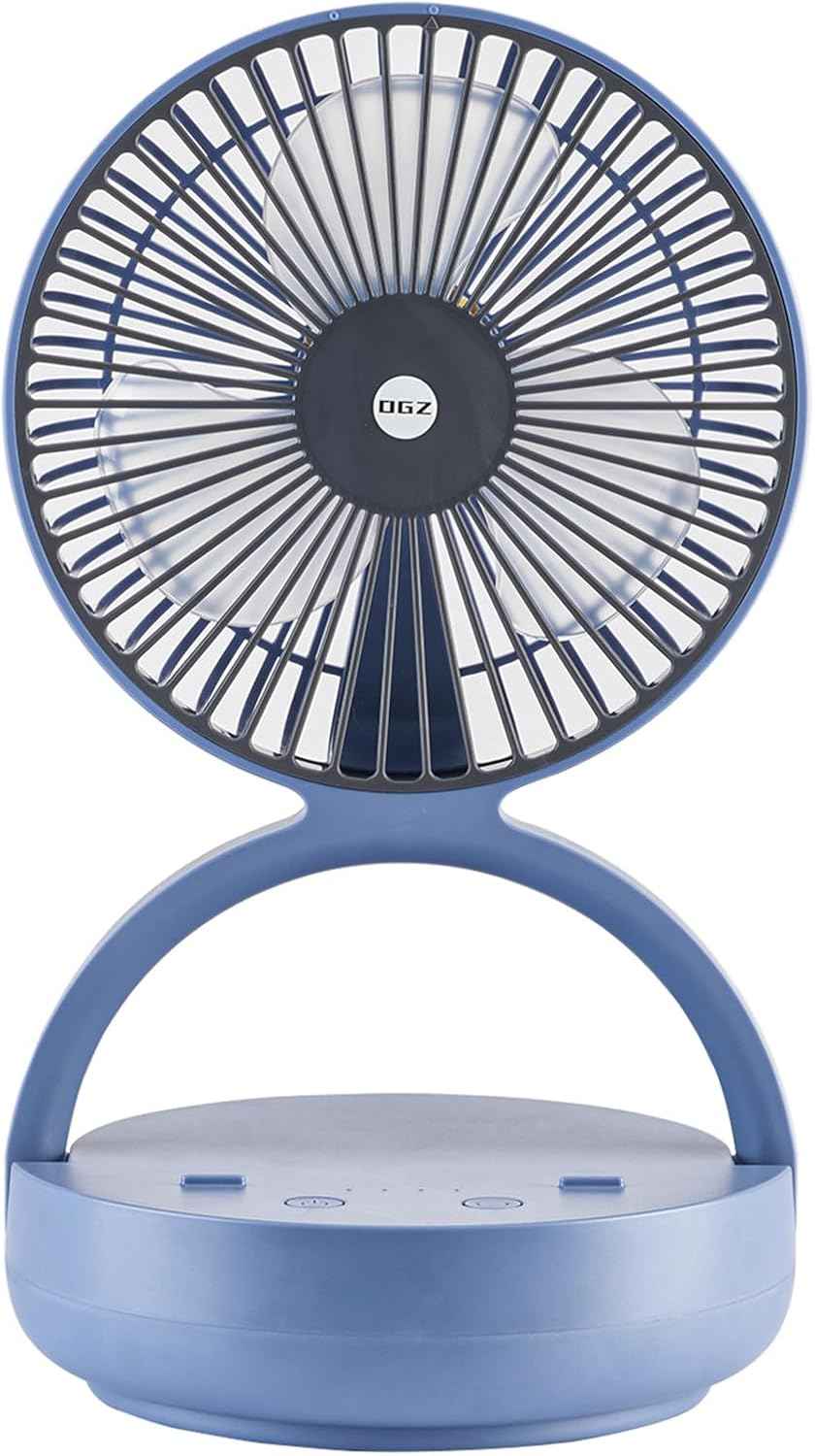 OGZ Portable Fan for Travel I 7 Inch Small Desk Fan Rechargeable Air Circulator I 180° Oscillating Battery Powered Powerful Personal Fan For Beside Office Desktop RV Dorm Cooling