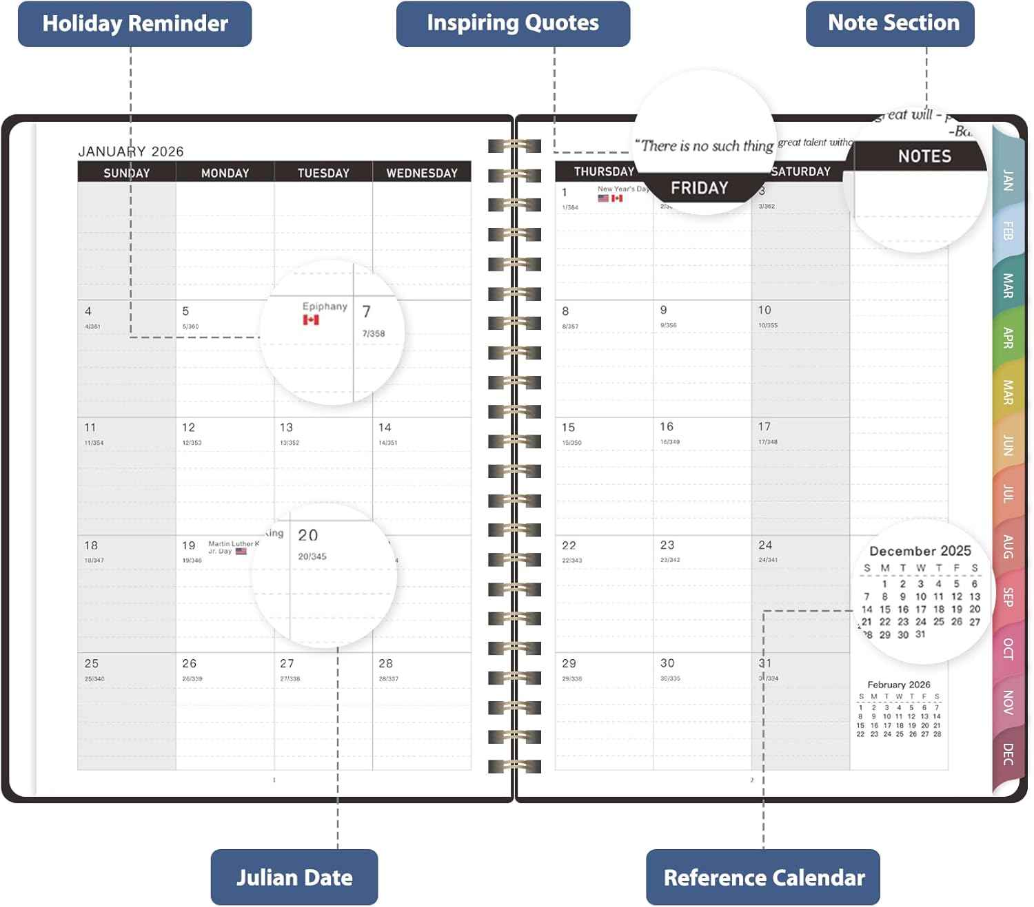 2026 Planner, 8.5" x 11" Weekly and Monthly Large Calendar Planner, Letter Size, Jan - Dec 2026, Hardcover Daily Agenda and Organizers for School Essentials & Office Supplies