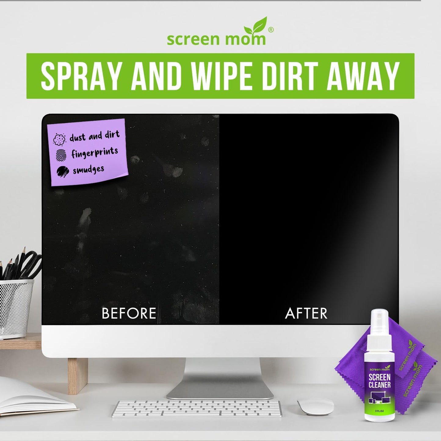 Screen Mom Screen Cleaner Purple Microfiber Cloths (6-Pack) - Microfiber Screens Cleaner Cloths, TV Cleaning Cloth for Electronic Cleaners, Laptop, Computer & Car Screens Cleaning Kit, TV Cleaners