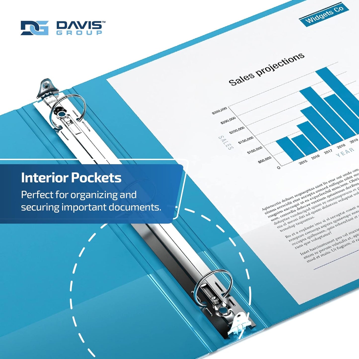 Easyview Premium 3-Ring Binders with Clear-View Covers and Round Rings, Binders for School or Office, 2 Inch, Pack of 6, Turquoise Blue