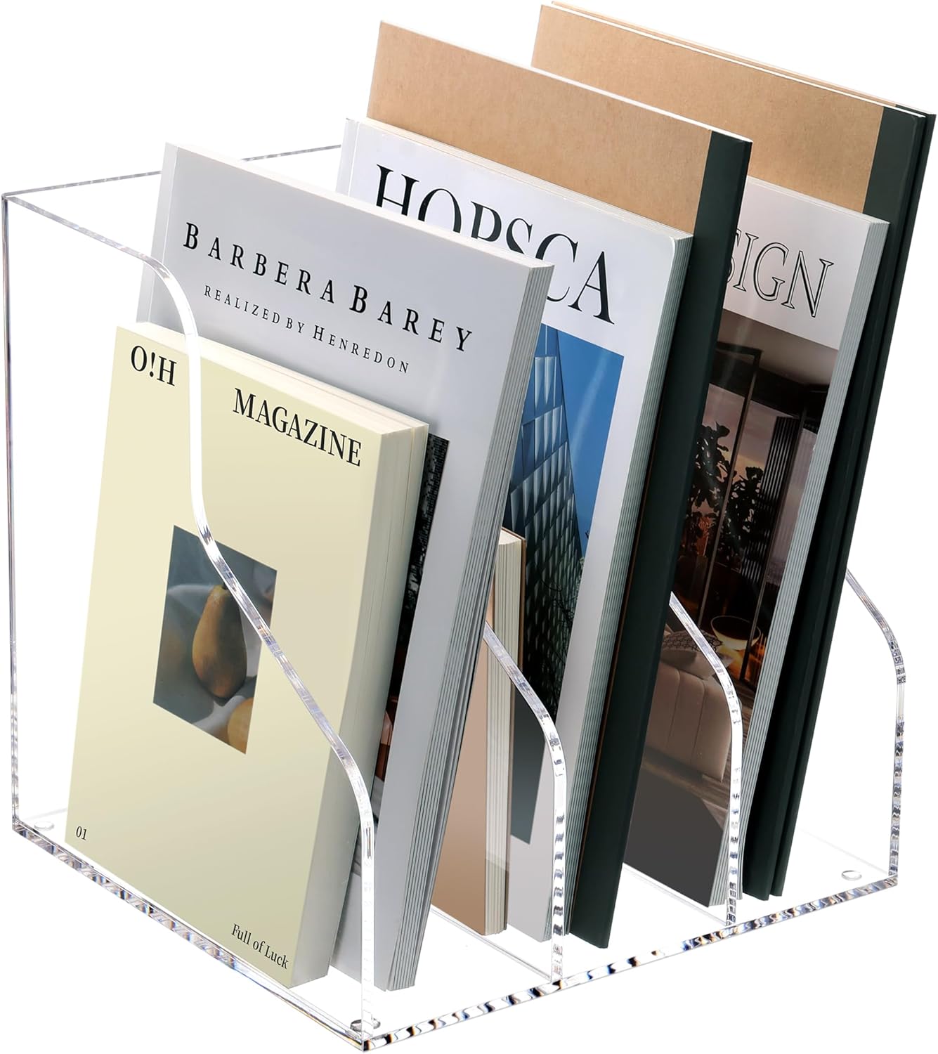 Desk File Organizer, Acrylic Magazine File Holder with 3 Vertical Compartments Rack File Sorter for Office Home Classroom Desk Organization, Clear…