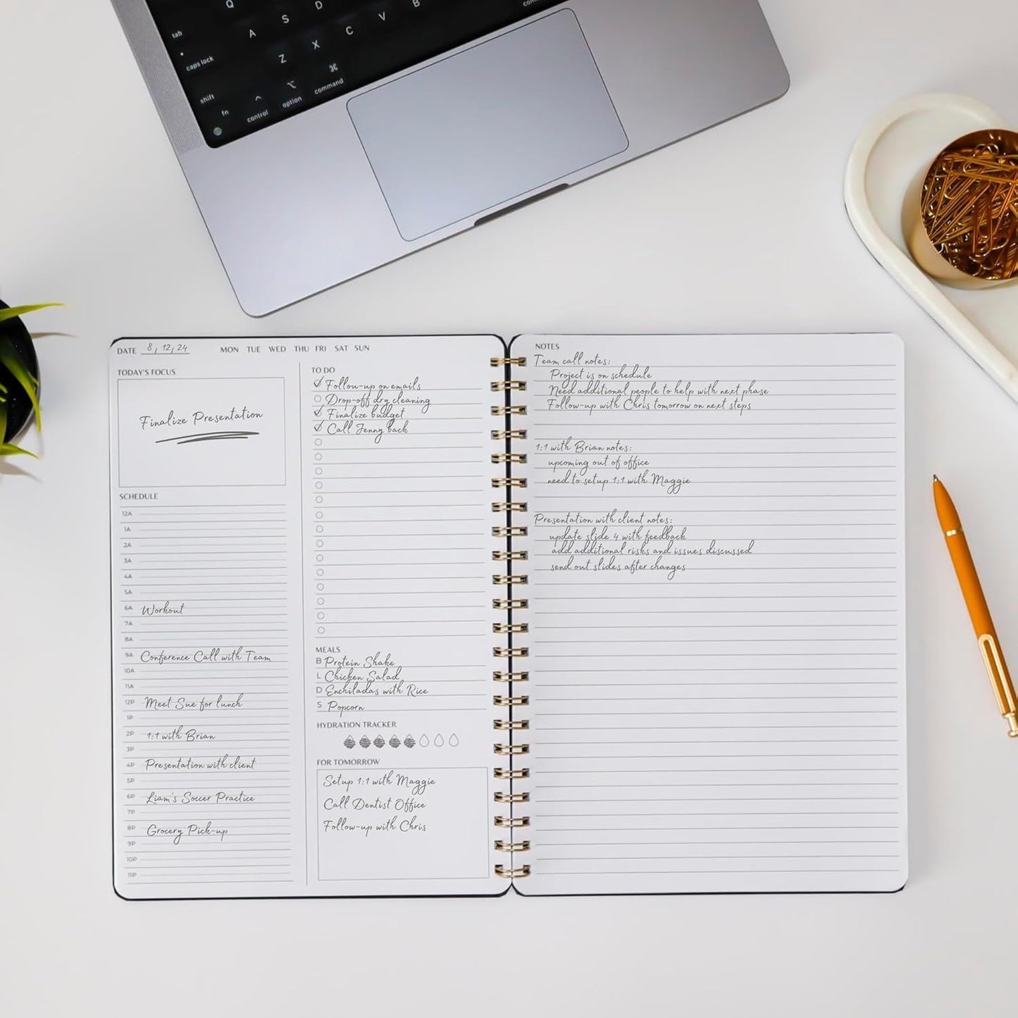 | Durable & Sleek | Undated Daily and Weekly Planner | 8.25" x 11.75" | To Do List Notebook for Work | Simple Design | Multiple Layouts | Planner and Notebook in One (Rust, Daily Planner - Portrait)