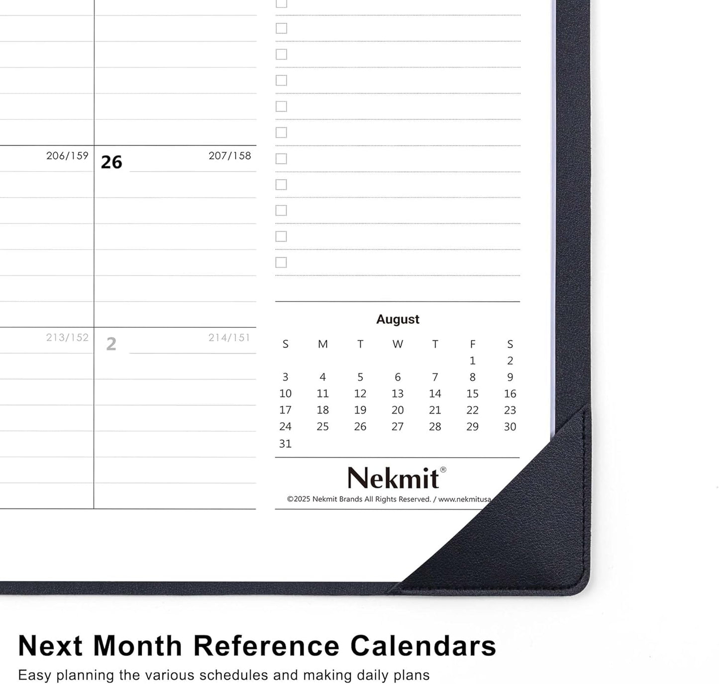 Nekmit Large Desk Calendar 2025-2026 with PU Faux Leather Desktop Mat, Runs From July 2025 - June 2026, Big Desk Pad Calendar 21 x 16 1/2 Inches for Home and Office