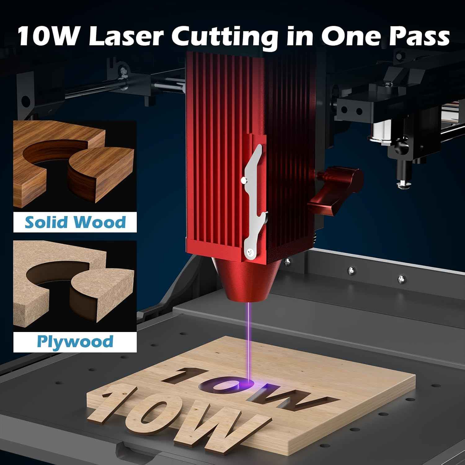 Genmitsu Kiosk 10W 10000mW Laser Engraver, Light Weight & Portable Laser Engraver Machine, Home Laser Cutter with Acrylic Enclosure for Wood/Leather/Metal, 3.9'' x 3.9'' Engraving Area, Safety Class 1