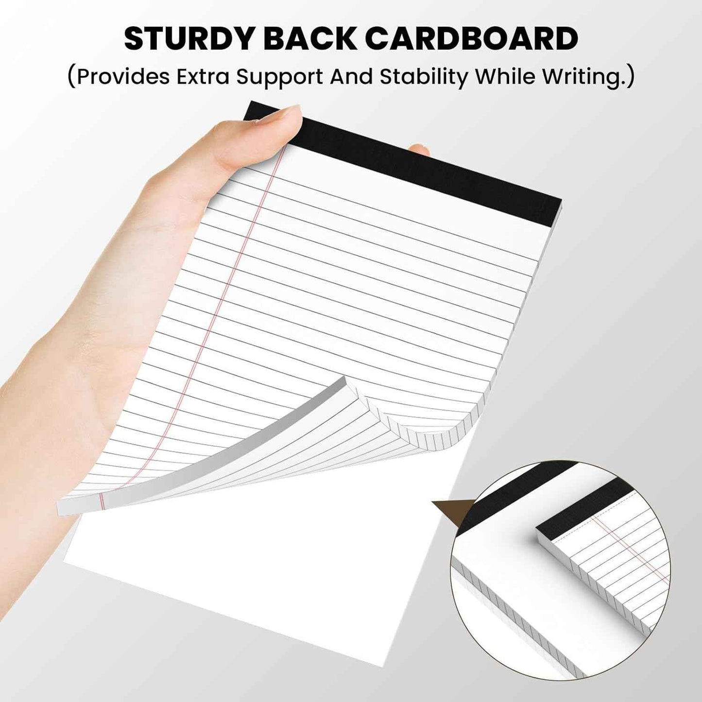 6 Pack Notepads 5x8, Small Legal Pads Narrow College Ruled, 30 Sheets/Pack, Perforated Notebook - White Note Pads for School, Memo, Note Taking, Teacher & Office Supplies, Writing Pads of Paper
