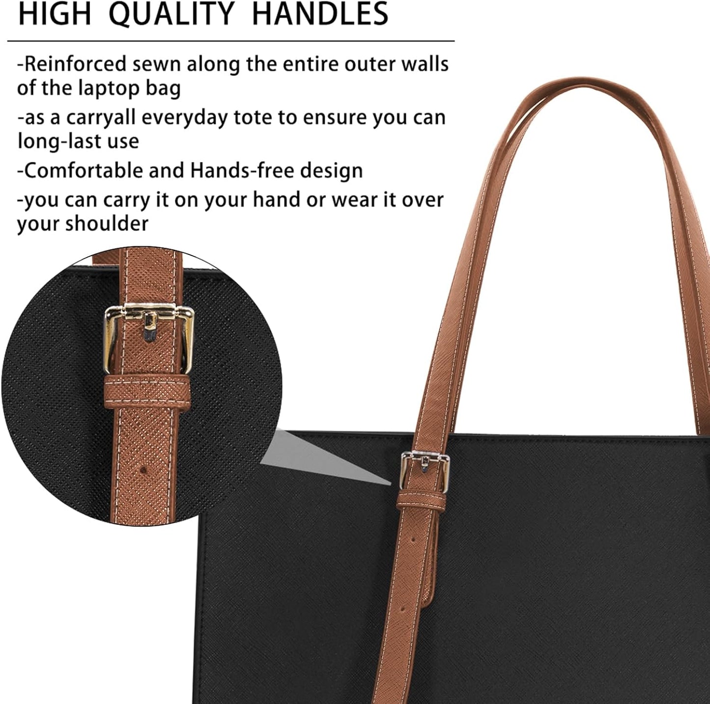 Laptop Bag for Women Waterproof Lightweight Leather 15.6 Inch Computer Tote Bag Business Office Briefcase Large Capacity Handbag Shoulder Bag Professional Office Work Bag