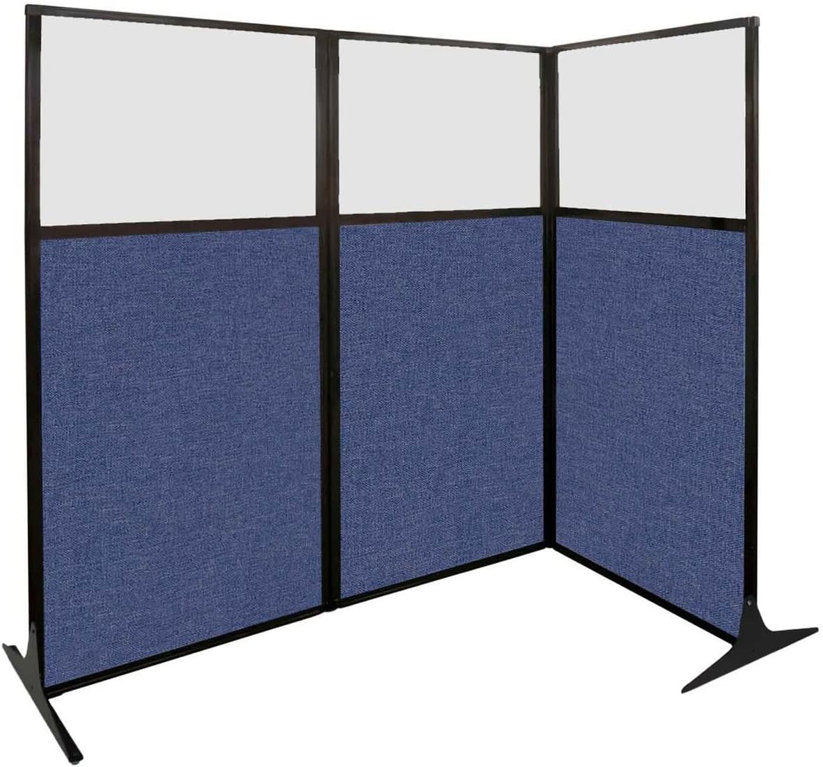 Versare Office Workstation Screen | Portable Wall Divider | Modern Cubicle | Freestanding Privacy Screen | Flexible Work Space | 2 Panels | 66" Wide x 70" Tall Marble Gray SoundSorb Panels With Window