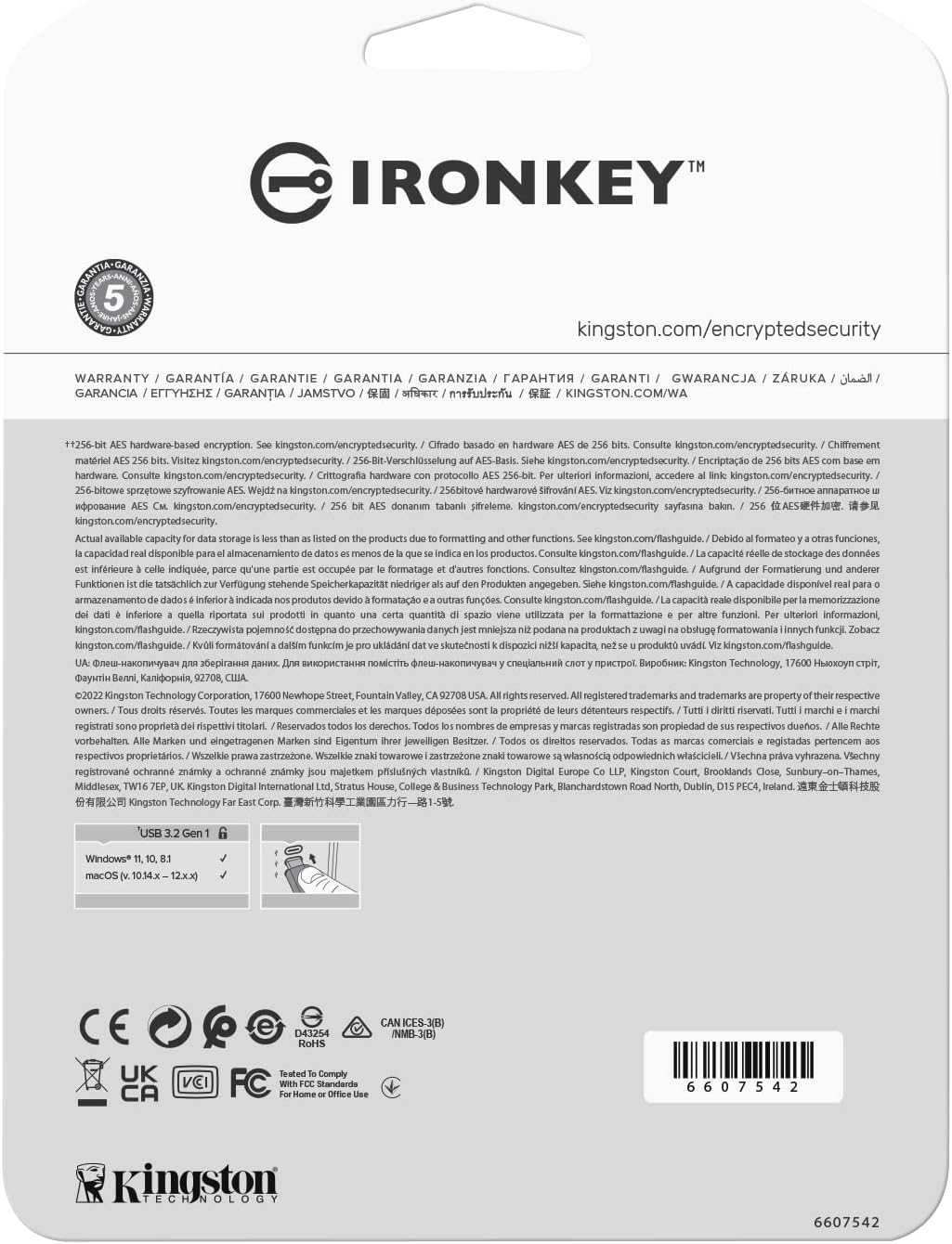 Kingston Ironkey Vault Privacy 50 USB-C 256GB Flash Drive | FIPS 197 Certified | XTS-AES 256-bit | BadUSB and Brute Force Protection | Mult-Password Option | IKVP50C/256GB