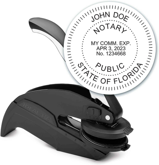 MaxMark Notary Seal Round Embosser for Florida State - Includes Gold Burst Seal Labels (50 Count)