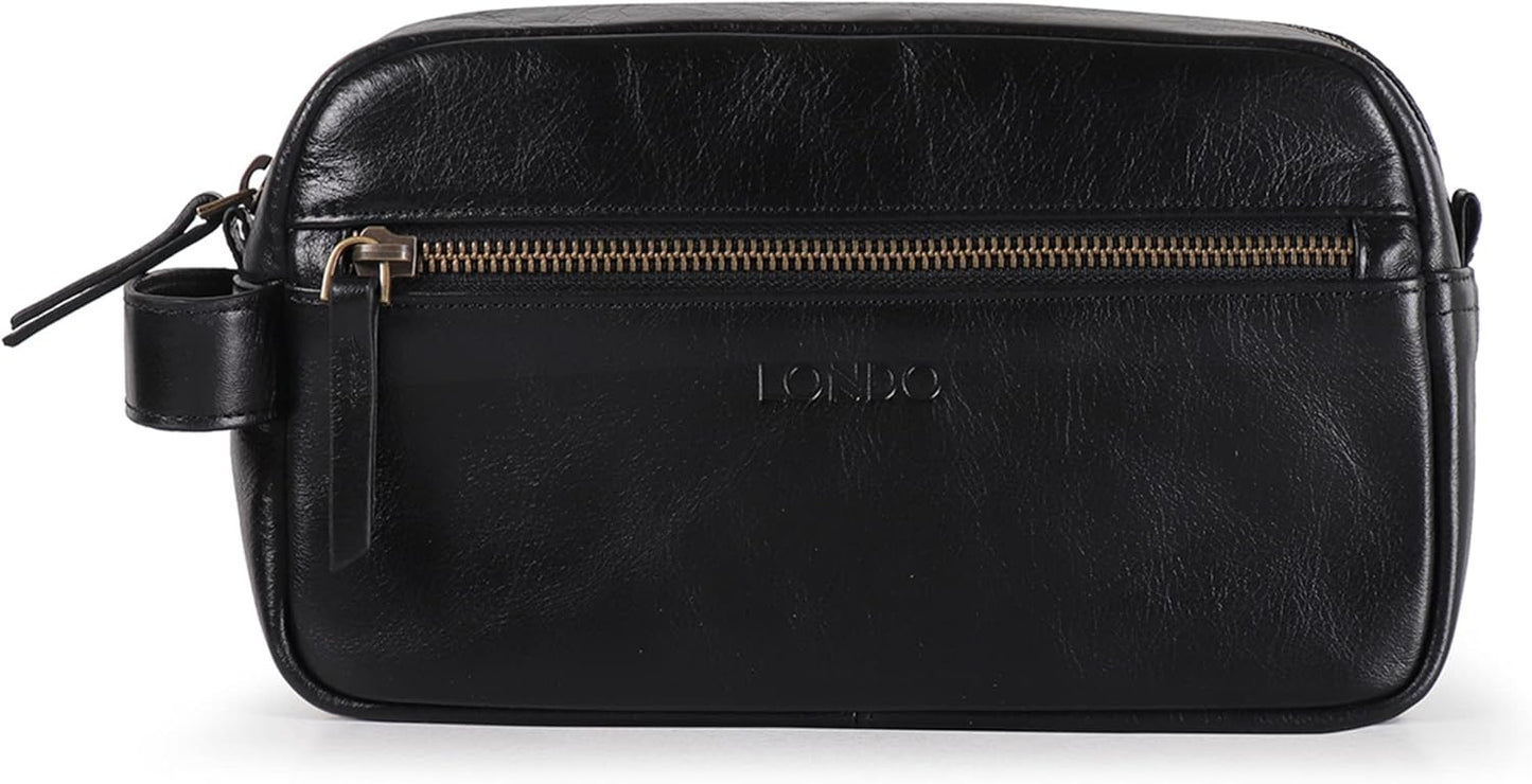 Londo Genuine Leather Travel Toiletry Bag – Makeup, Shaving Organizer, Dopp Kit for Men & Women, Durable & Stylish Travel Accessory