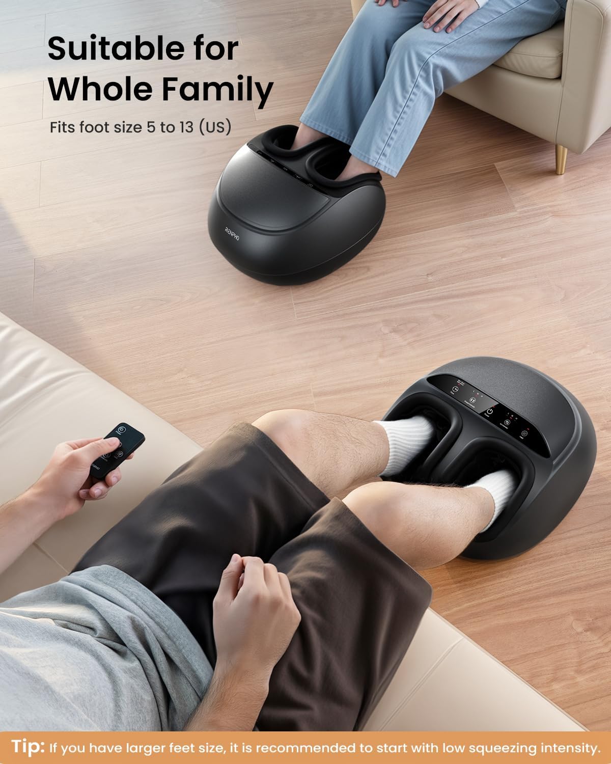 RENPHO Foot Massager Machine with Heat, Shiatsu Foot Massager for Plantar Fasciitis, Fathers Day Dad Gifts for Men, Cordless Control, FSA Eligible HSA Store Eligible, Up to Size 13