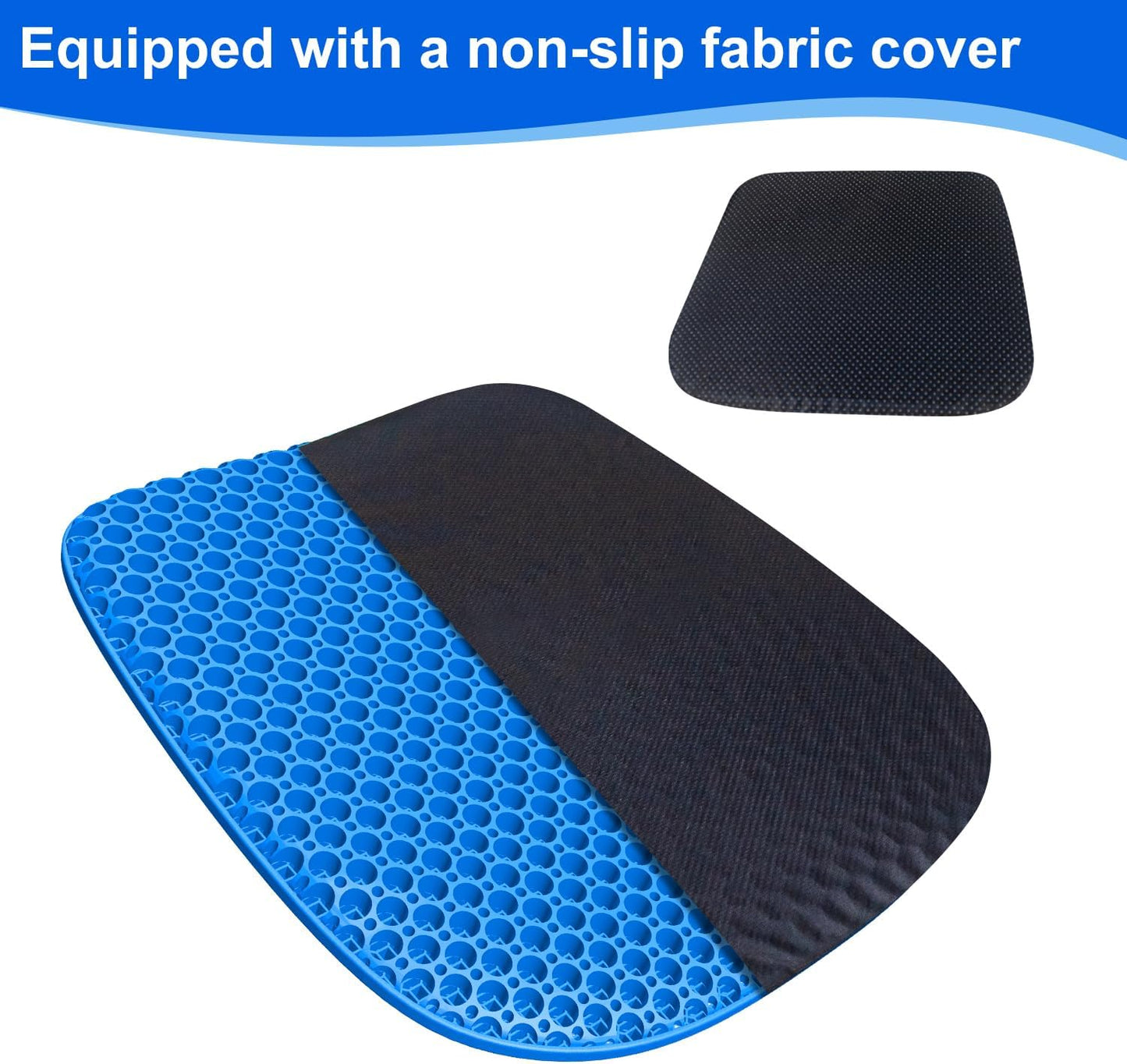 Large Gel Seat Cushion for Long Sitting With Non-Slip Cover,Soft & Breathable,Chair Cushion,Car seat Cushion,Office seat Cushion,Seat Cushion for Desk Chair,Wheelchair Cushion (Blue, Large Size)