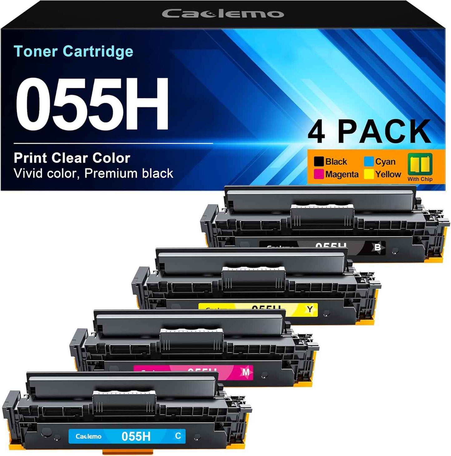 055H Toner Cartridge MF743Cdw Toner Replacement for Canon 055 055H Toner Cartridge Set Compatible with Canon Color imageCLASS MF743Cdw, MF741Cdw, MF745Cdw, LBP664Cdw Laser Printers (4-Packs)