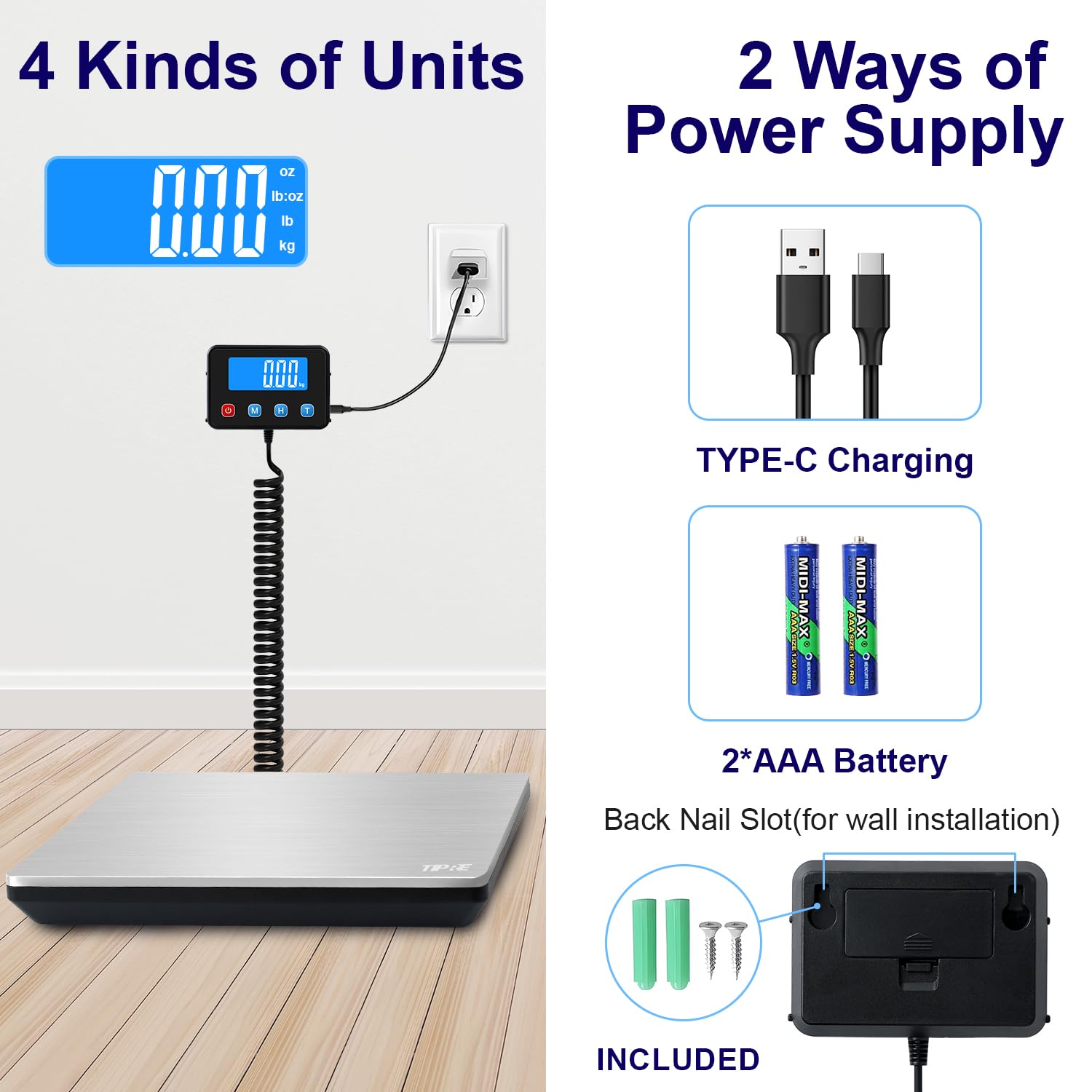 Digital Shipping Postal Scale 0.5 oz High Accuracy！440lb Commercial Weight Scale for Package, Small Business, Mail, Warehouse, Home, Battery & Charging Cable Included - Lumora Desk