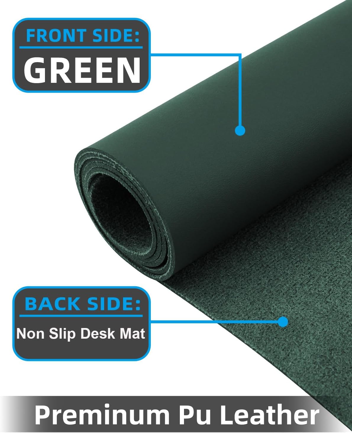 Leather Desk Pad Protector,Desk Cover mat,Office Desk mat,Laptop Mat for Desk, Non-Slip Desk Blotter,Waterproof Desk Writing Pad for Office/Home(23.6"x13.8",Dark Green)
