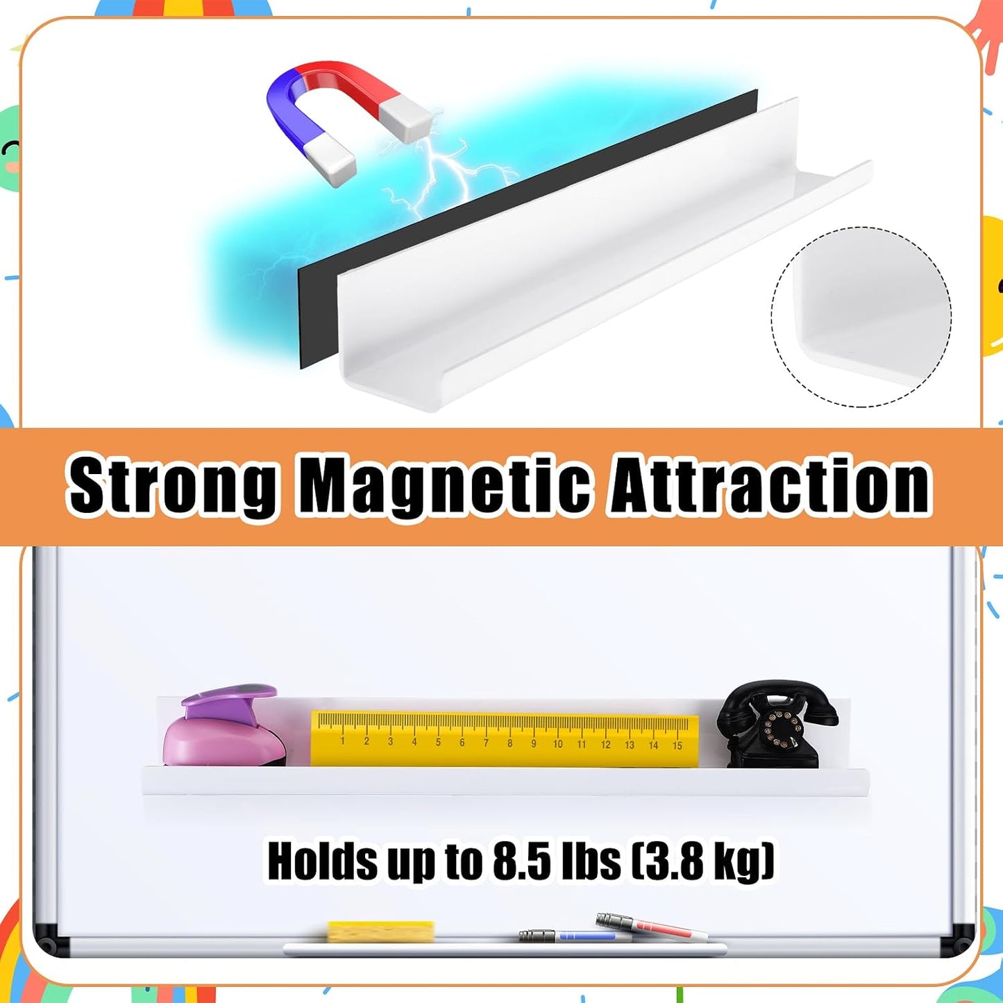 Menkxi 4 Pcs Magnetic Book Shelf for Whiteboard Classroom Reusable Acrylic Book Display Shelf with Pen and Eraser Holder Magnetic Floating Bookshelves Back to School Gift for Teacher Office Fridge