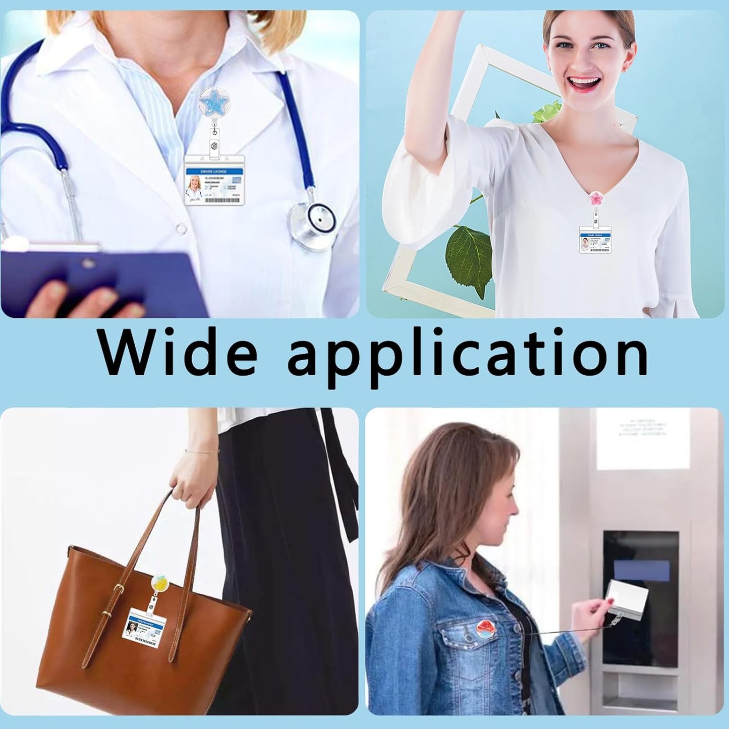 10PCS Badge Reel Clip Retractable Lanyard for Id Badges - Women & Nurses, Cute Card Holder Reel