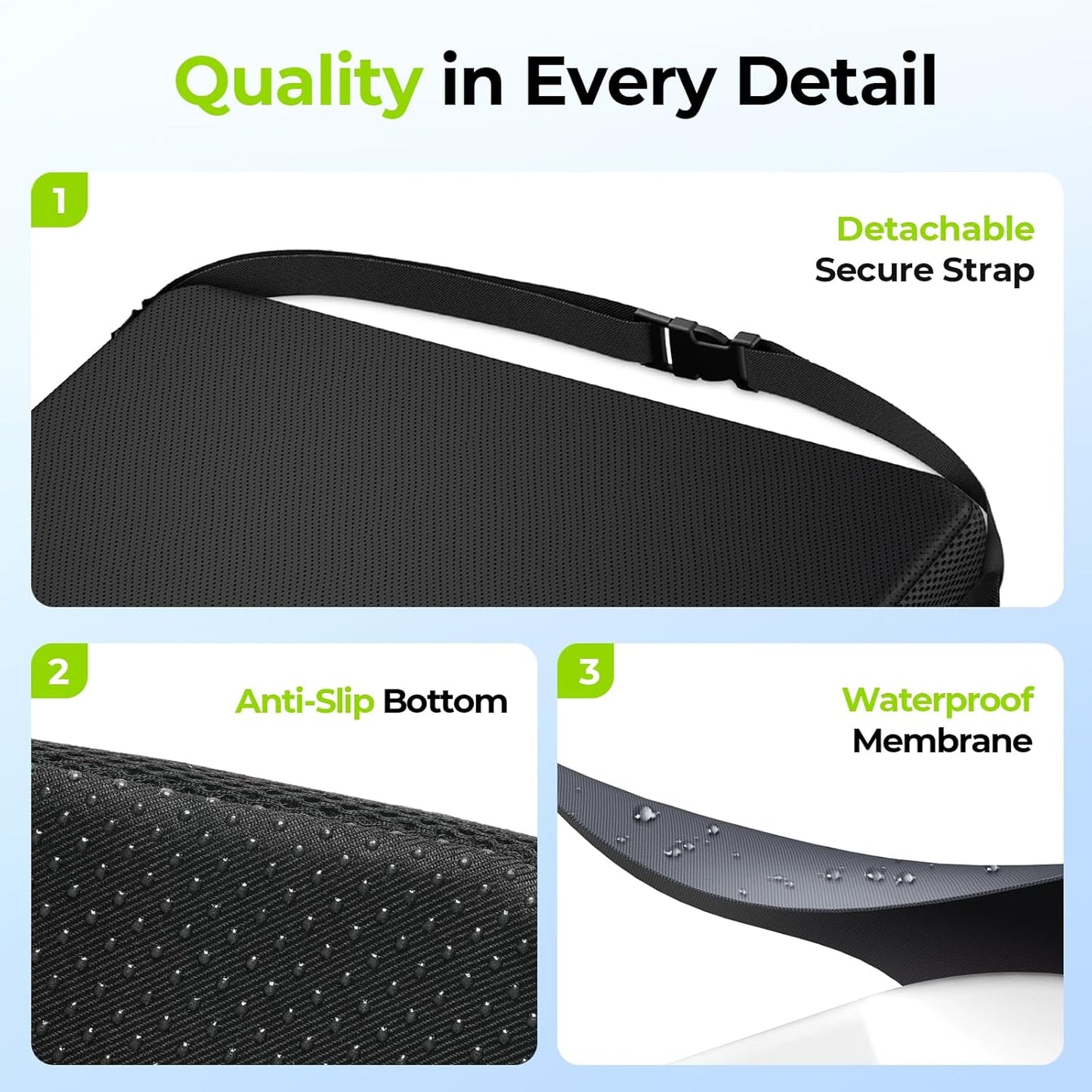 AUVON Cooling Gel Seat Cushion for Long Sitting, Memory Foam Chair Cushions for Back & Sciatica Relief, Anti-Slip Office Chair Cushion with Strap & Breathable Cover for Car Seat, Wheelchair, Home Use