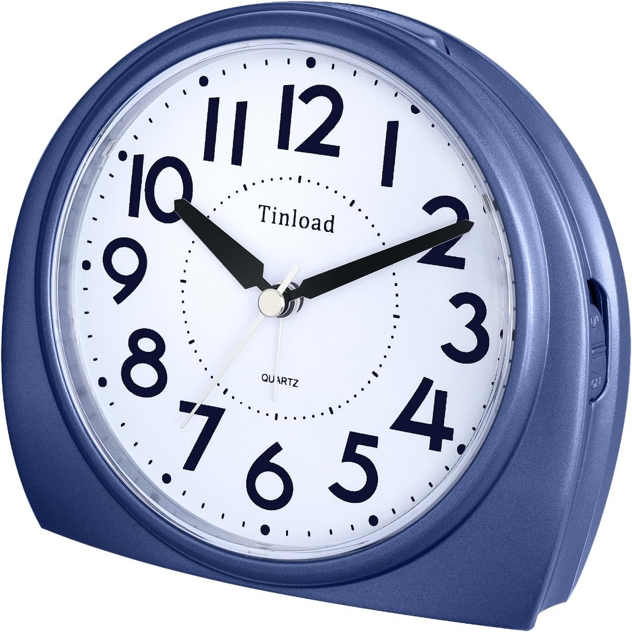 5.5" Large Analog Alarm Clock Silent Non Ticking, Gentle Wake, Beep Sounds, Increasing Volume, Battery Operated Snooze and Manual Light, Blue