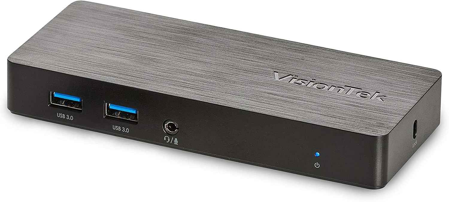 VisionTek VT1000 Universal Dual Full HD USB 3.0 Laptop Monitor Docking Station, Displaylink, HDMI, DisplayPort, VGA, RJ45 Ethernet, for MacBook & Windows (901147) (Renewed)