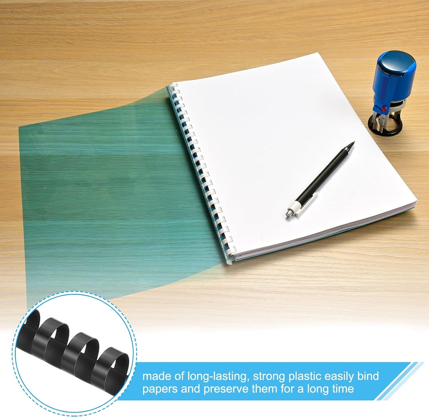 PATIKIL 51mm (2") Plastic Binding Combs, 10 Pcs 21 Rings Comb Binding Spines 450 Sheet Capacity Letter Size for Binding Paper Sheets Notebook Calendar Picture Album, Black