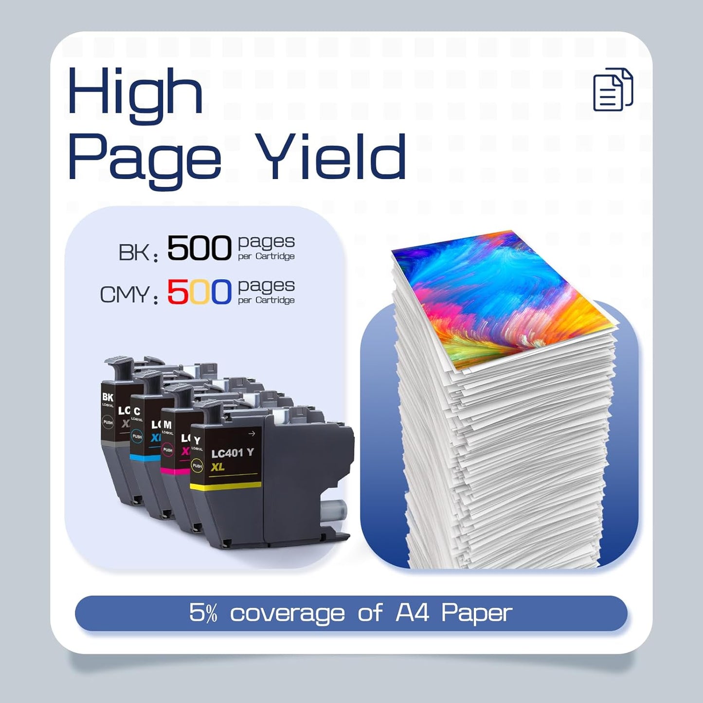 LC401XL LC401 High Yield MFC-J1010DW Ink Cartridges 8-Packs Compatible for Brother 401XL LC-401 Ink Cartridges Work with MFC-J1010DW J1170DW J1012DW J1800DW (2 Black, 2 Cyan, 2 Magenta, 2 Yellow)