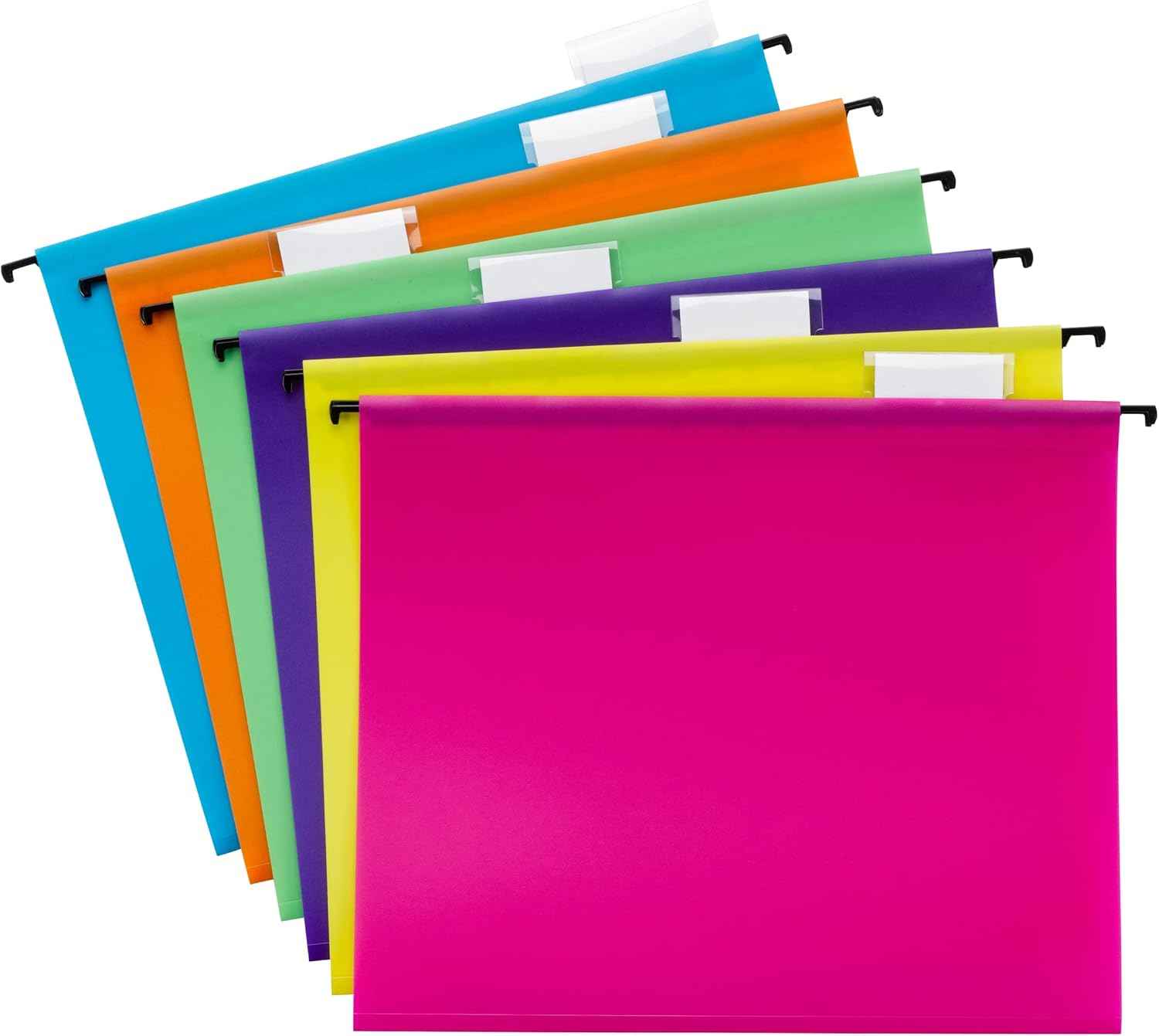 Smead Poly Plastic Hanging File Folders for Documents with Tabs, Letter Size, 0.5 Inch Expansion, File Cabinet Organizer for Filing Cabinets, Assorted Bright Colors, 12 Pack, Office Supplies (64030)