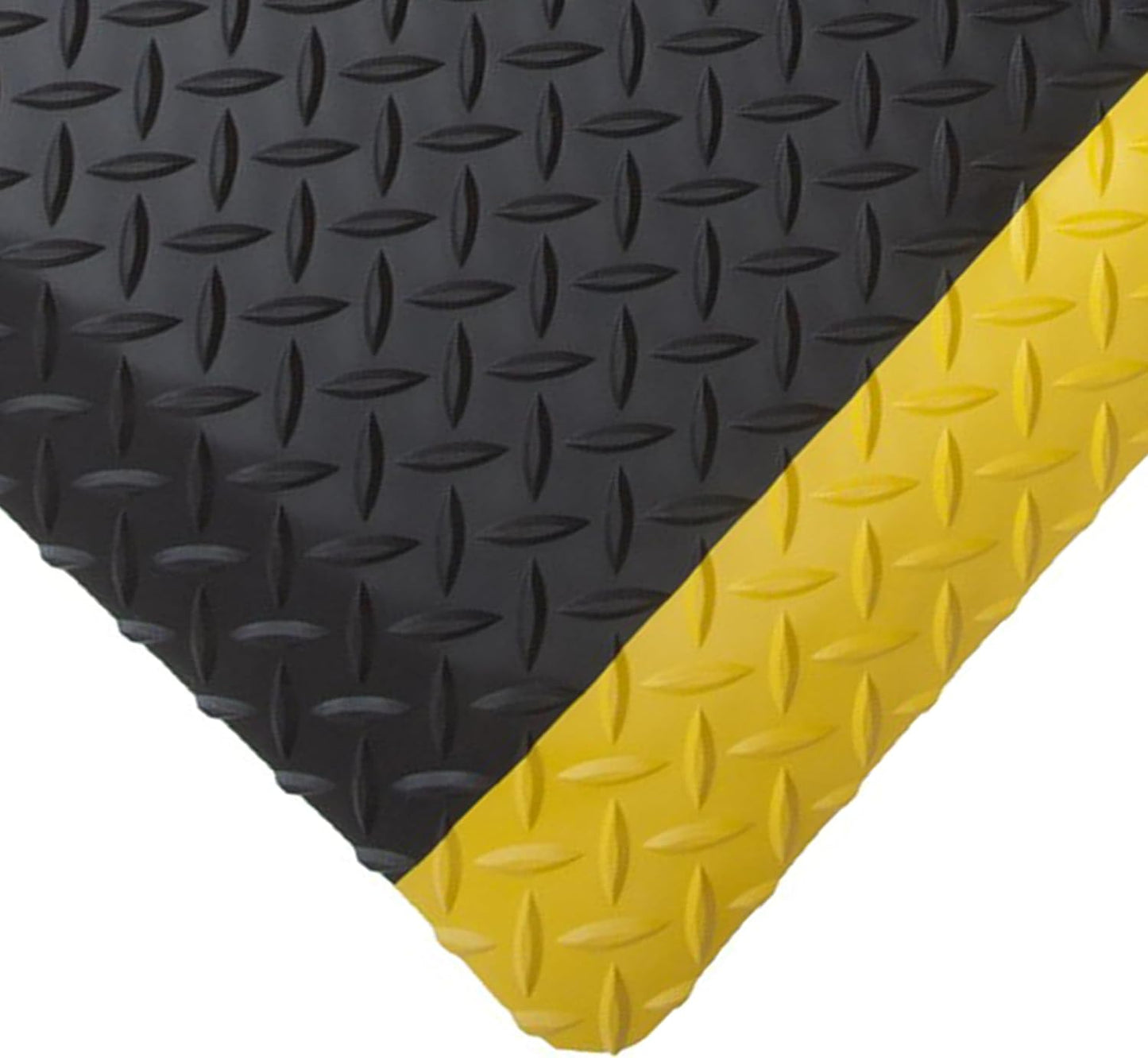 American Classic Diamond Plate Anti-Fatigue Black/Yellow Mat, Industrial Ergonomic Comfort Standing Mat for Work, Home, Garage, 9/16" Thick, Free 16” x 18” x 0.75” Knee Pad, Made in USA (3'x5')