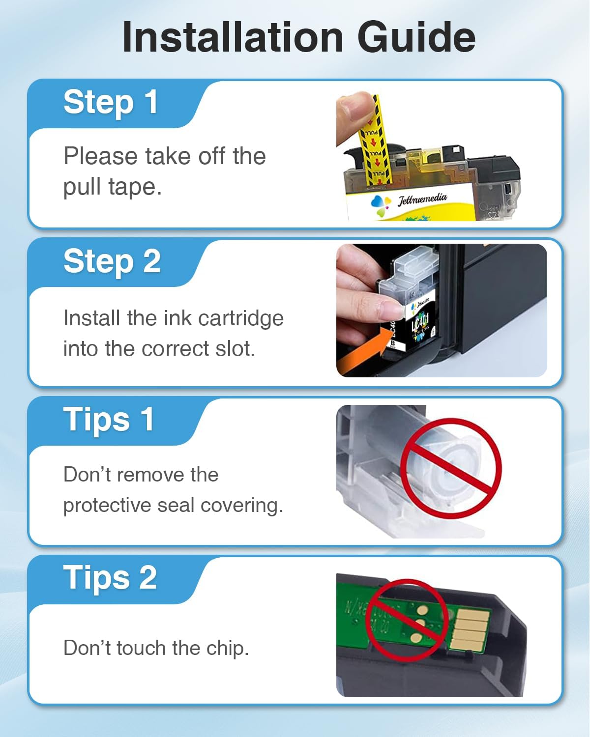 LC401 Ink Cartridges Compatible for Brother LC401XL LC 401 Ink Cartridges Work with Brother MFC-J1010DW MFC-J1012DW MFC-J1170DW Printer (4-Pack, Black, Cyan, Magenta, Yellow)