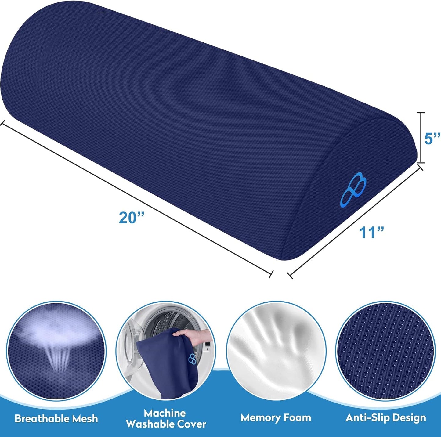 StepLively Foot Rest Ergonomic Pillow for Under Desk at Work, Anti-Fatigue Footrest Support Pillow for Fatigue & Pain Relief, Comfortable for Office Chair, Car Seat & Gaming Chair - Blue, Large