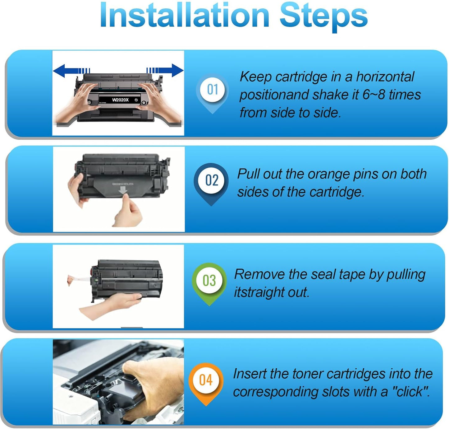 414X Toner Cartridges 4 Pack High Yield with Chip Replacement for HP 414X 414A W2020X W2020A Compatible with Color LaserJet Pro MFP M479fdw M479fdn M454dw M454dn M479 M454 Printer (B/C/Y/M Color)