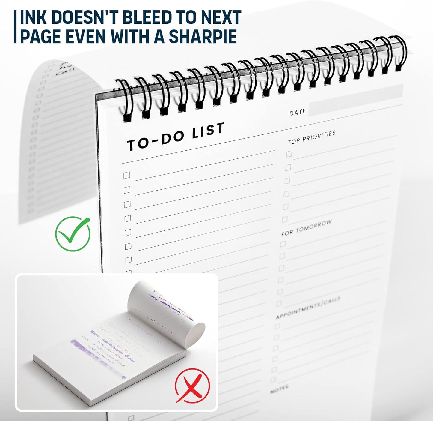 To Do List Notepad 3 Pack: Has Multiple Functional Sections - 6.5 x 9.8" 60 Sheets - Spiral Daily Planner Notebook - Task Checklist Organizer Agenda Pad for Work, Note and Todo Organization