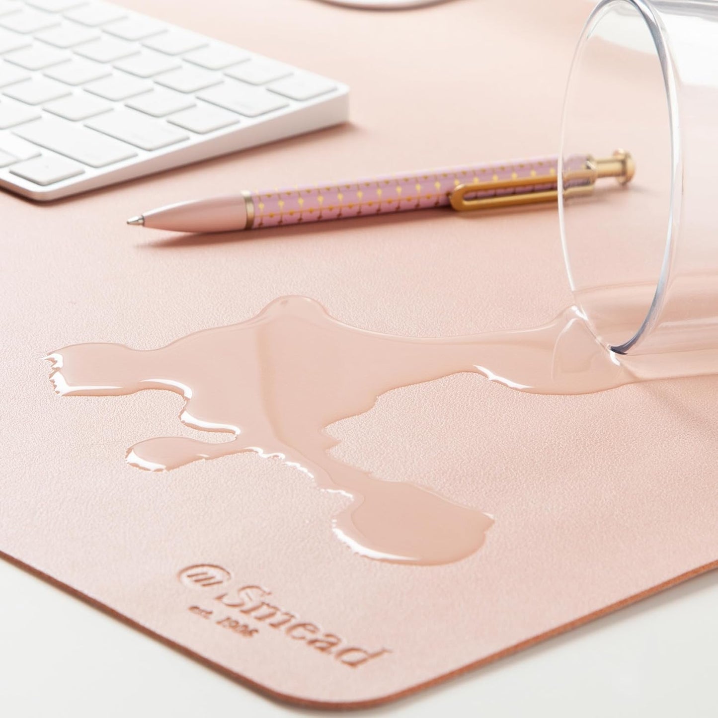 Smead Desk Pad, Vegan Leather Desk Mat with Non-Slip Faux Suede Backing, Perfect Desk Organizer for Office Decor, 36” x 17” Large, Dusty Rose (64829)