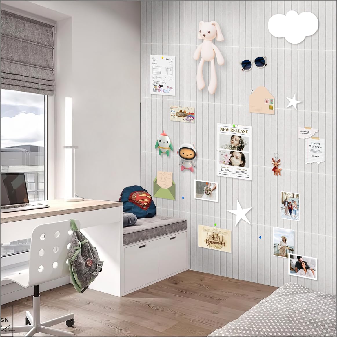 Smarpau Large Cork Board 48"X36", 12 Pack Felt Bulletin Boards, Corkboard Pin Board with 50 Removable Adhesive Tabs 35 Pushpins, Cork Wall Tiles for Office Home Classroom - Lumora Desk