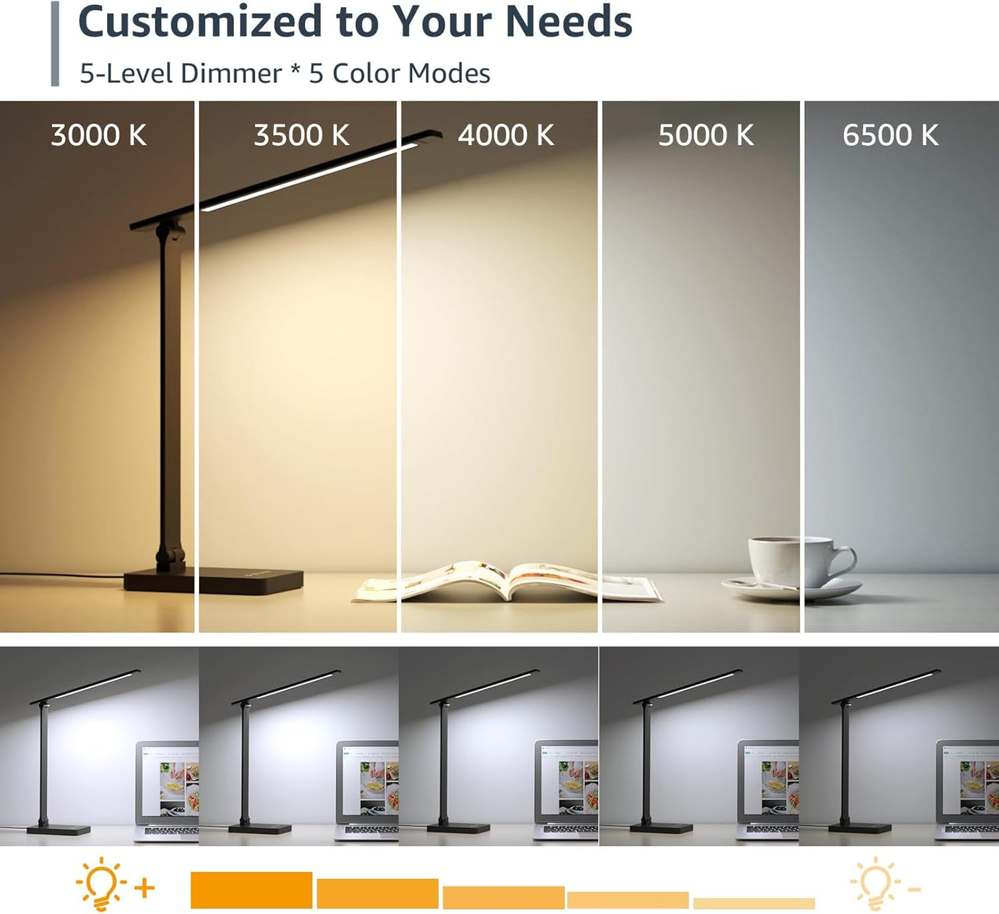 Lepro LED Desk Lamp for Home Office, 9.5W 750LM Metal Touch Control Desk Light, 5 Color Modes 5 Brightness Level, Eye Caring Task Lamp For Reading, Sewing, Crafts, School Supplies, Puzzle Light, Black - Lumora Desk