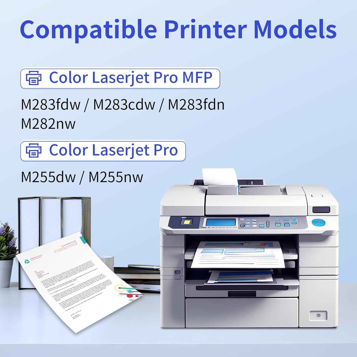 206X Black Toner Cartridge 2 Pack High Yield (with Chip) Compatible Replacement for HP 206X 206A for Color Laserjet Pro MFP M283fdw M283cdw M283fdn M282nw M255dw M255nw M283 M255 Printer W2110X W2110A