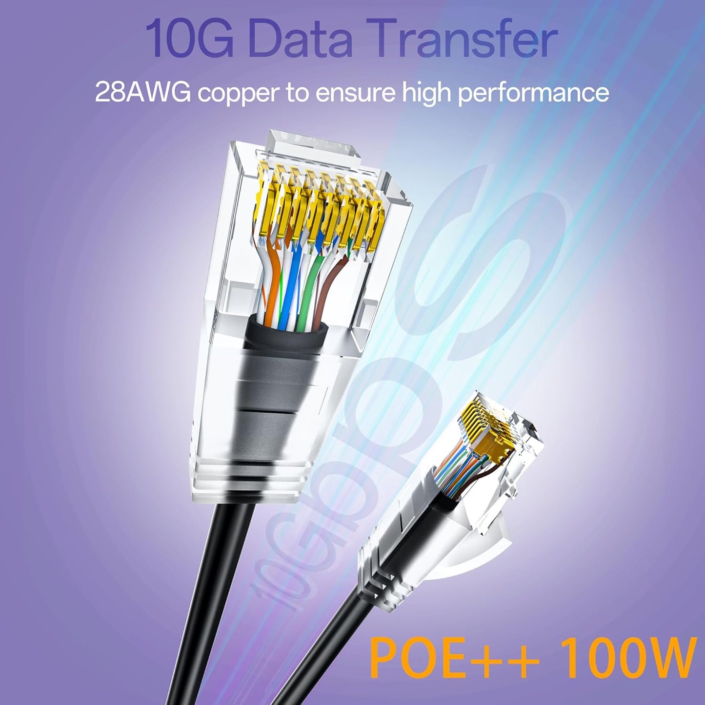 Cat6a Patch Cables 1ft (48 Pack) Slim, Cat6 Ethernet Patch Cable Pure Copper, Flexible Cat 6 Patch Cable 550MHZ 10G, Space-Saving Cat 6A Network Cables for Patch Panel Black