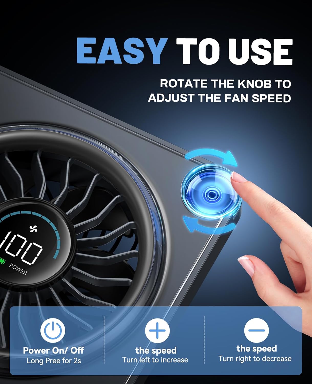 Small Desk Fan, Quiet Portable Table Fan with 100 Speeds, 12 Hrs Cooling, Strong Airflow, Digital Display, 180° Adjustable, Rechargeable Desktop Fan for Bedroom Office Cruise Travel, Black
