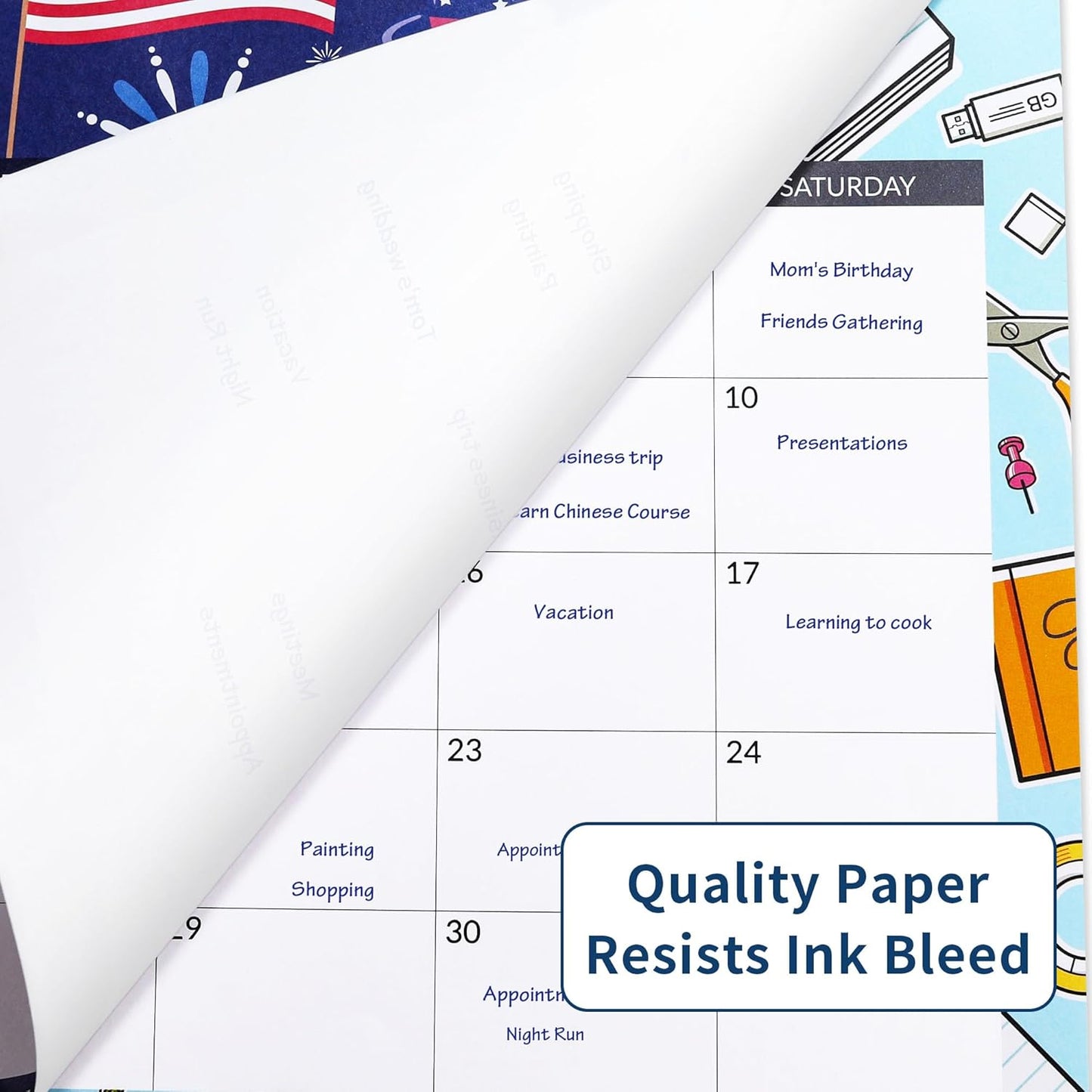 SUNEE Desk Calendar 2025-2026 17x12, 18 Months, JUL. 2025 - DEC. 2026, Academic Desktop Calendar 2025-2026, School Year Large Calendar for Teacher, Seasons Color