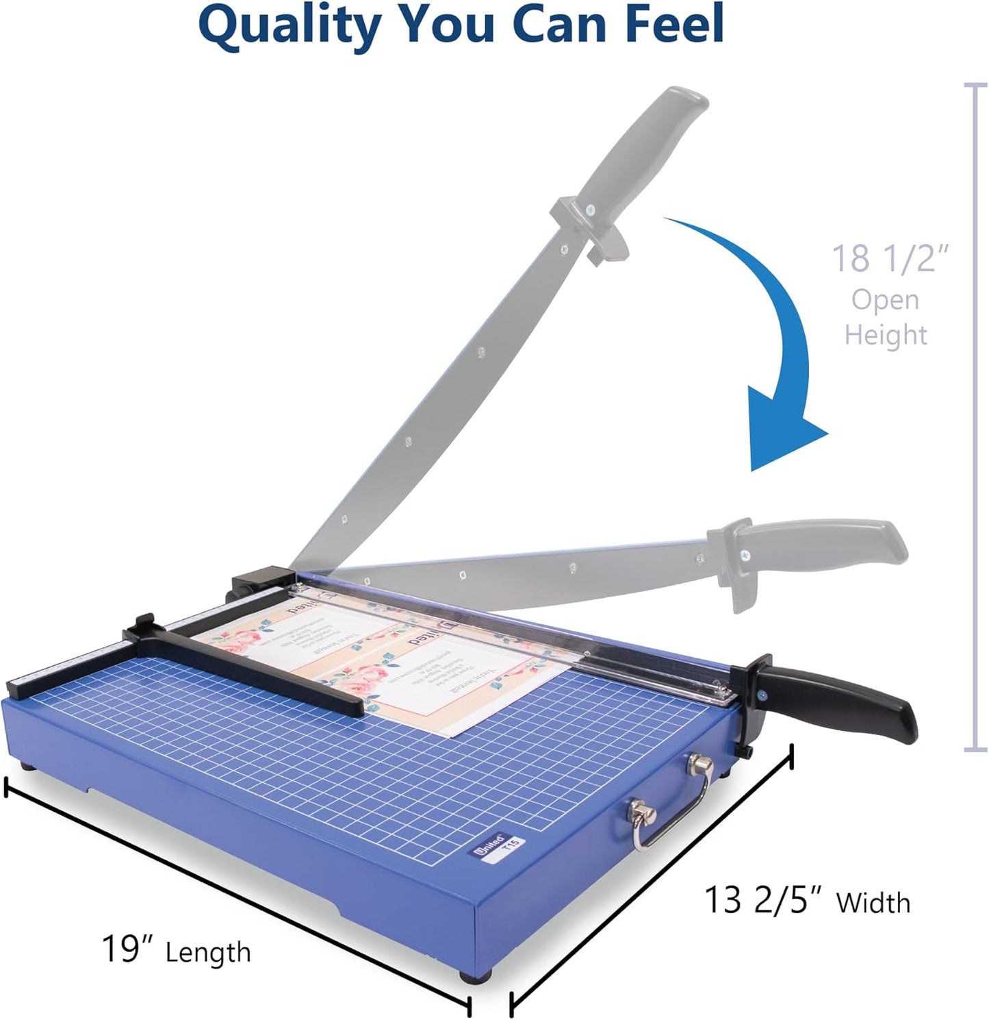 United Office Products T15 Commercial Guillotine Paper Trimmer, Sturdy Metal Base, 15" Cut Length, 15 Sheet Capacity, Paper Cutter for Offices, Schools and Crafts