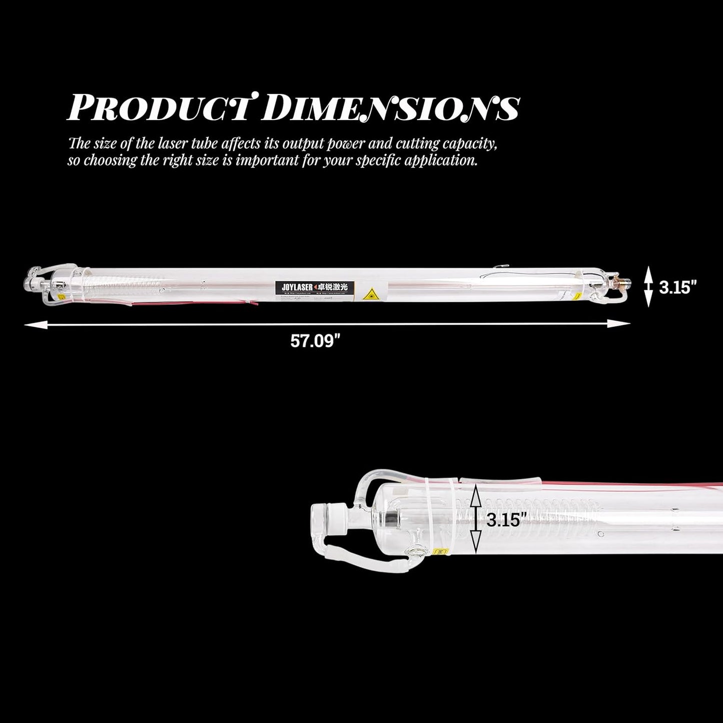 Doppy 60W CO2 Laser Tube 1000mm with Metal Head (Peak 65W) Wires Preconnected with Coating for Laser Cutter Laser Engraving Cutting Machine