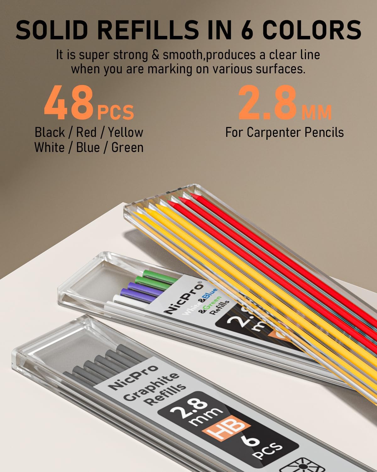 Nicpro 6 Pack Upgraded 3-IN-1 Carpenter Pencil Set with Finger Grip, Construction Pencils with 54 Refill & Mini Spirit Level, Deep Hole Carpenter Tool, Mechanical Carpenter Pencil for Woodworking