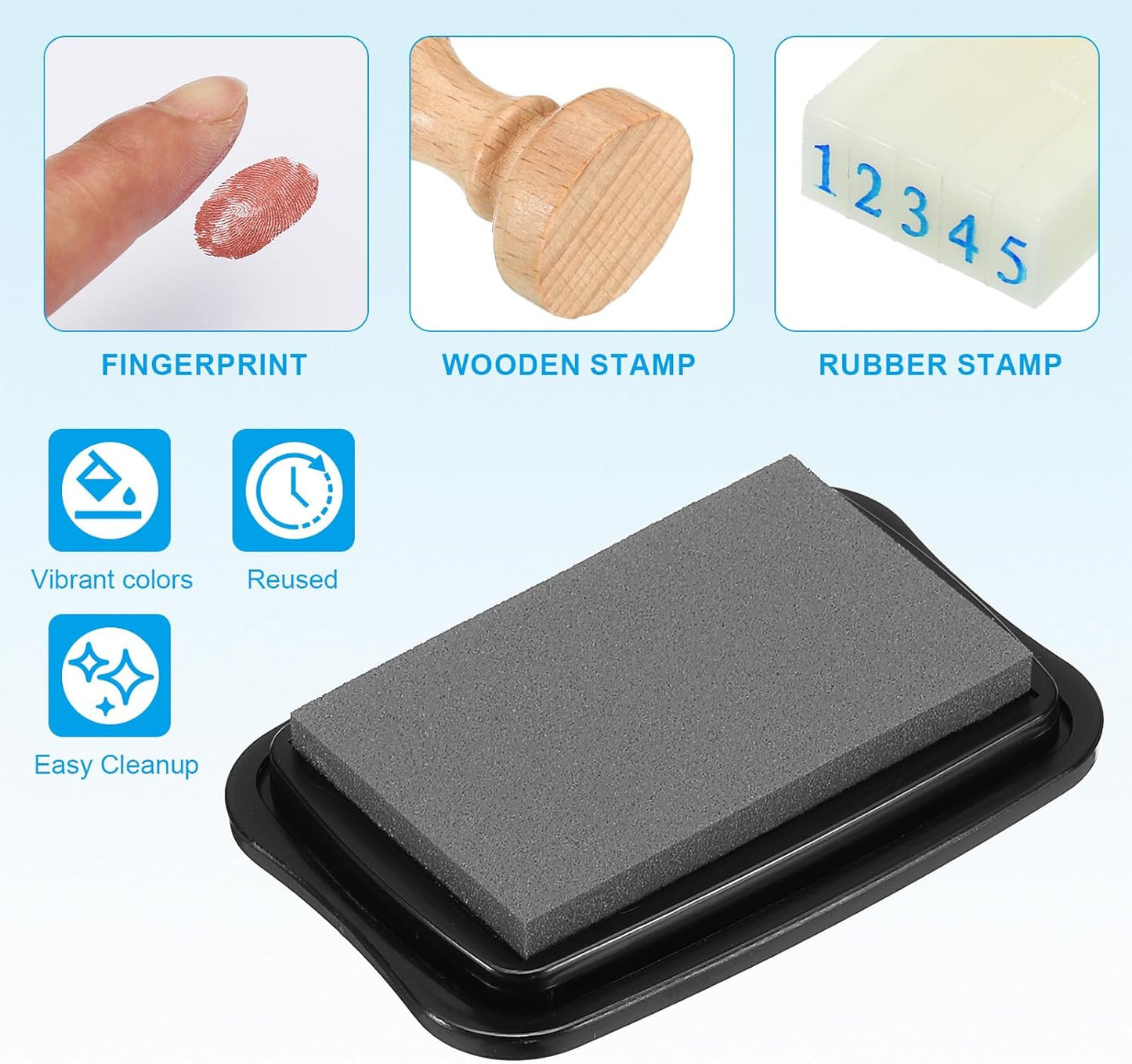 PATIKIL 3"x2" Large Stamp Pad, 2Pcs Washable Craft Ink Pad for Rubber Stamp Card Making Stamping Scrapbook Fingerprint Handprint, Gray/Black