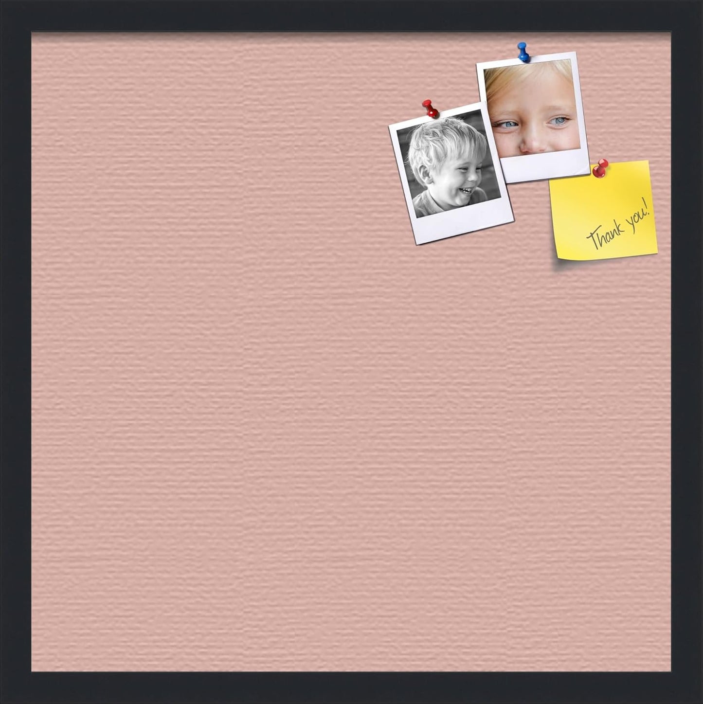 PinPix 20x20 Inch Cork Bulletin Board. This Decorative Framed Pin Board Comes with Pink Pastel Design and a Satin Black Frame. Ideal for Home Office Decor or Message Board (PinPix-1813)