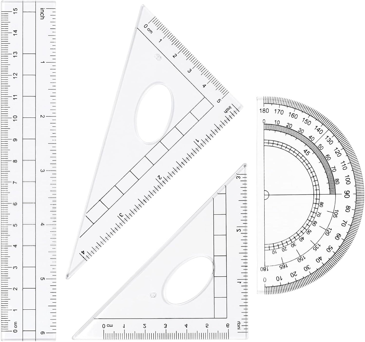 10 Pieces Math Geometry Kit Set Student Supplies with Shatterproof Storage Box,Includes Rulers,Protractor,Compass,Eraser,Pencil Sharpener,Lead Refills,Pencil,for School and Drawings（Black）