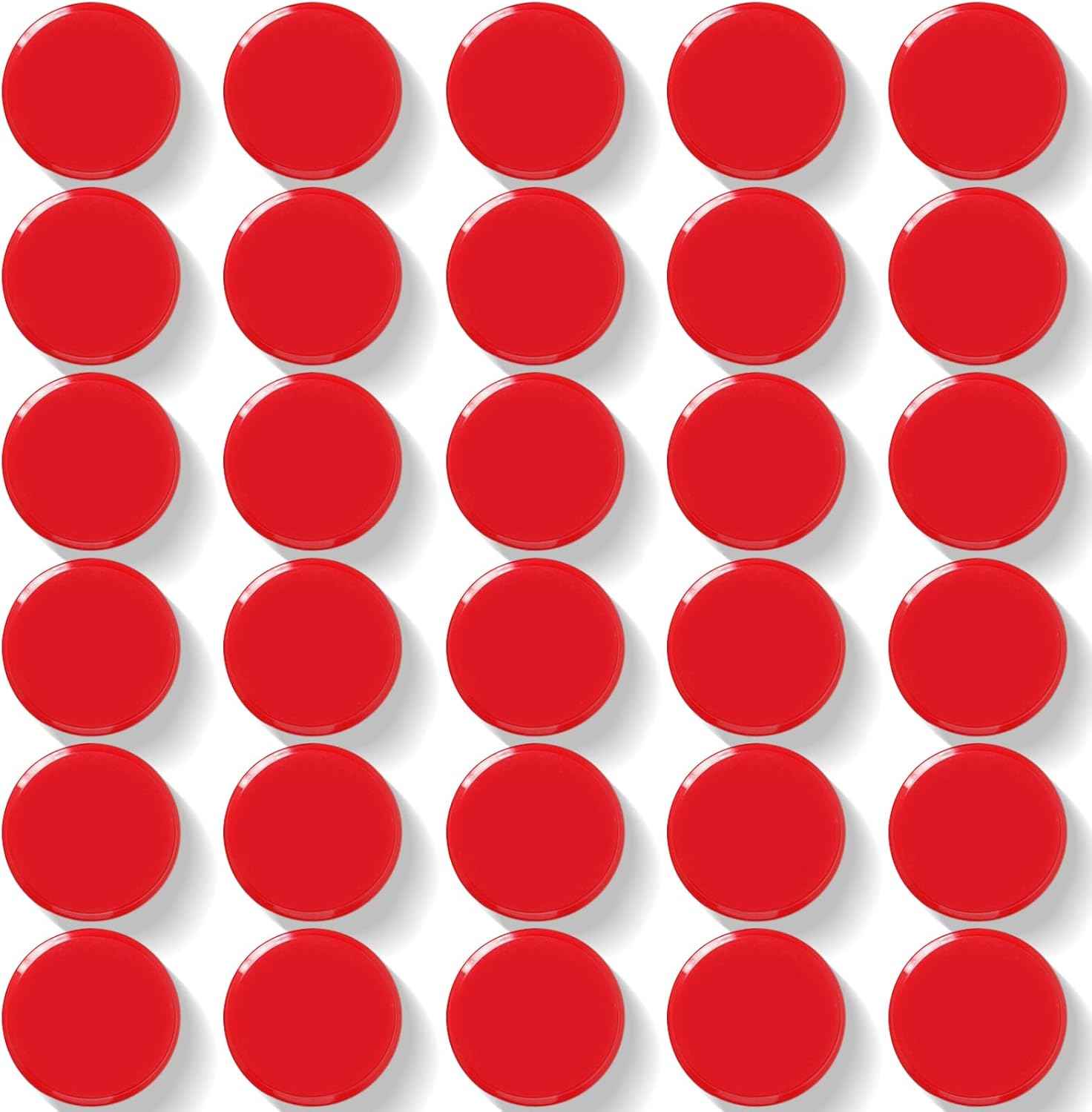 Strong Fridge Magnets 30-Pack, Small Round Refrigerator Magnets, Heavy Duty Mini Magnets for Whiteboard Fridge Locker Crafts Office Kitchen Classroom & School - Decorative Cute Magnet in Red
