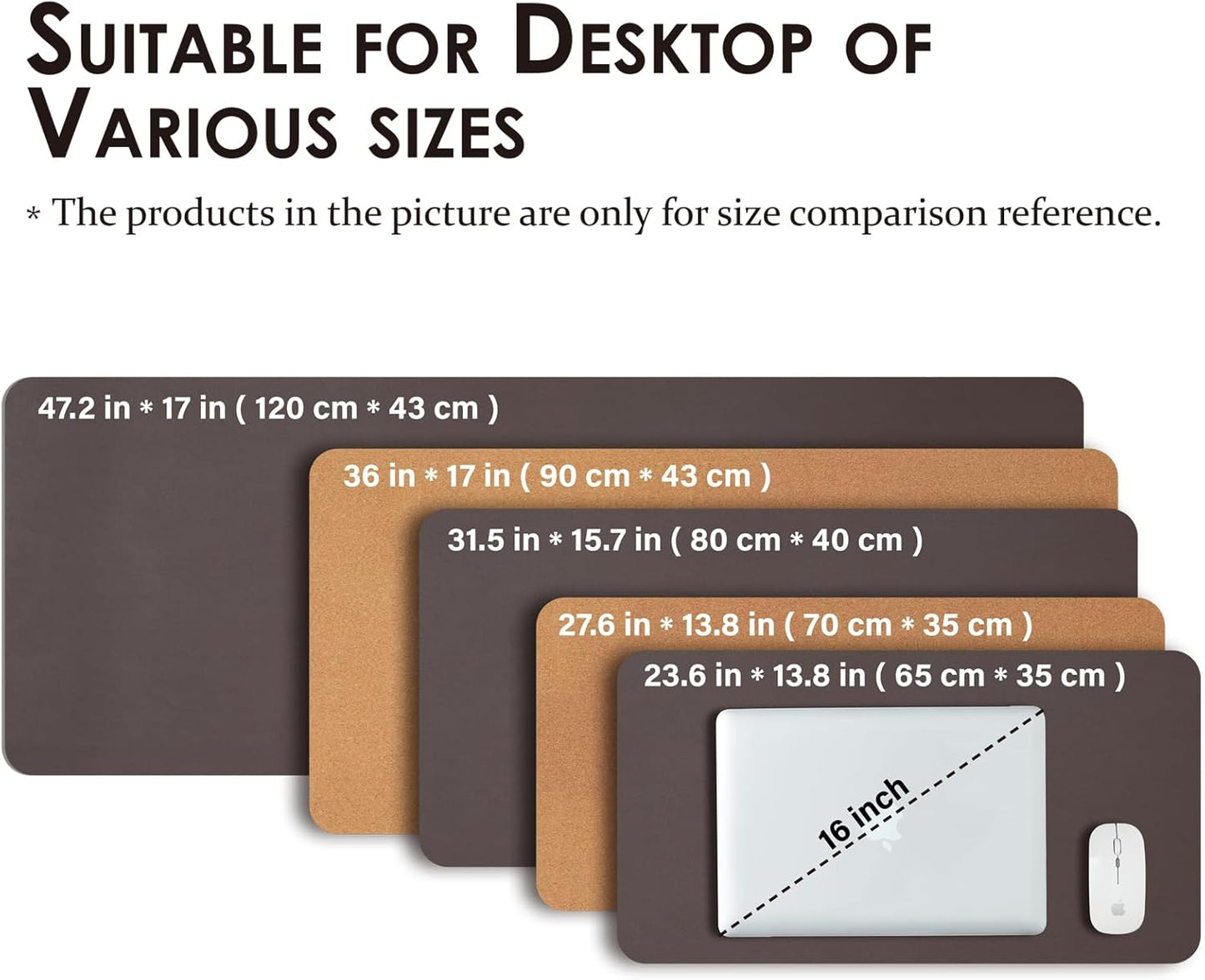 Cork Desk Mat - Small Dual-Sided Desk Pad for Office and Home - Desk Organization and Accessories - Ideal for Large Mouse Pad and Small Desk Mats on Top of Desks(Coffee,23.6"x 13.8")