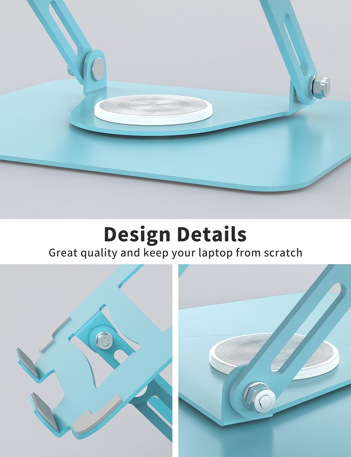 ALASHI Laptop Stand for Desk with 360° Rotating Base, Multi-Angle Adjustable Laptop Stands, Foldable Laptop Riser Compatible with 10 to 15.6 Inches PC Computer, Blue