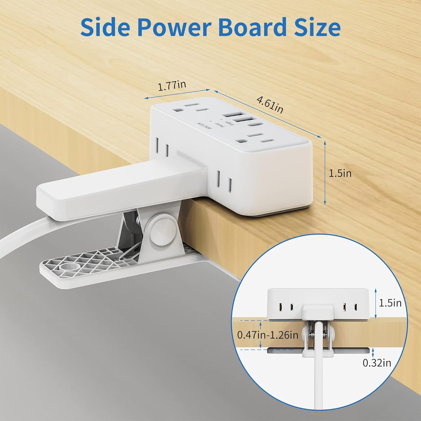 Desk Clamp Power Strip with USB Ports, Mscien 6 FT Extension Cord with Multiple Outlets, Surge Protector Power Strip with 6 Outlet & 3 USB(1 USB C), Desk Mount Edge Extension Cord for Home Office